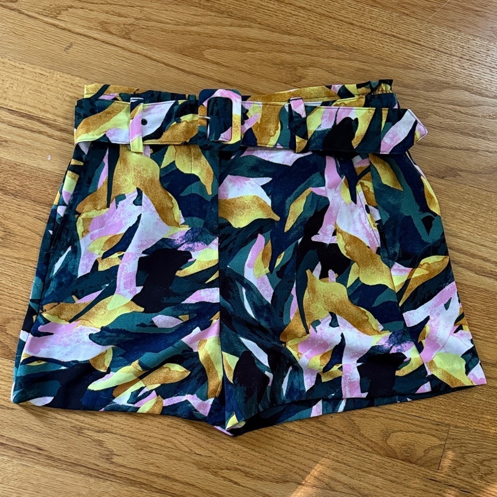 Apt. 9 Women's Small Abstract Print Wide Belt Shorts Pockets